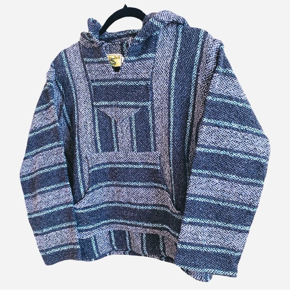 Iguana Jack Youth Hoodie 12 Small Grey Pullover Sweater Baja Surfer Poncho - Picture 2 of 6